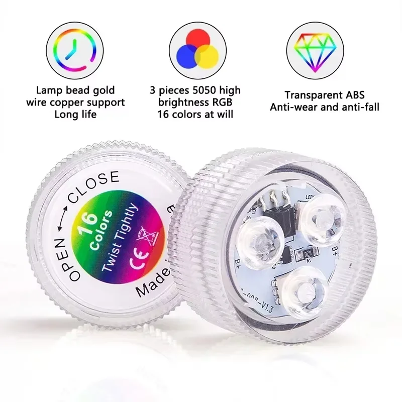 Indoor LED Night Light Battery Powered,RGB Submersible Pool Lamp Remote Control,16 Color Changing,Tabletop,Vase,Aquarium Decor - Image 2