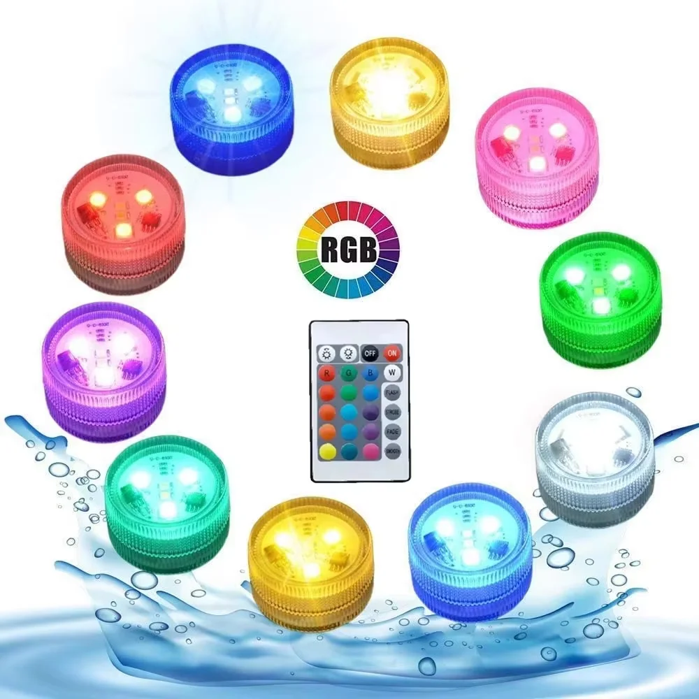 Indoor LED Night Light Battery Powered,RGB Submersible Pool Lamp Remote Control,16 Color Changing,Tabletop,Vase,Aquarium Decor - Image 3