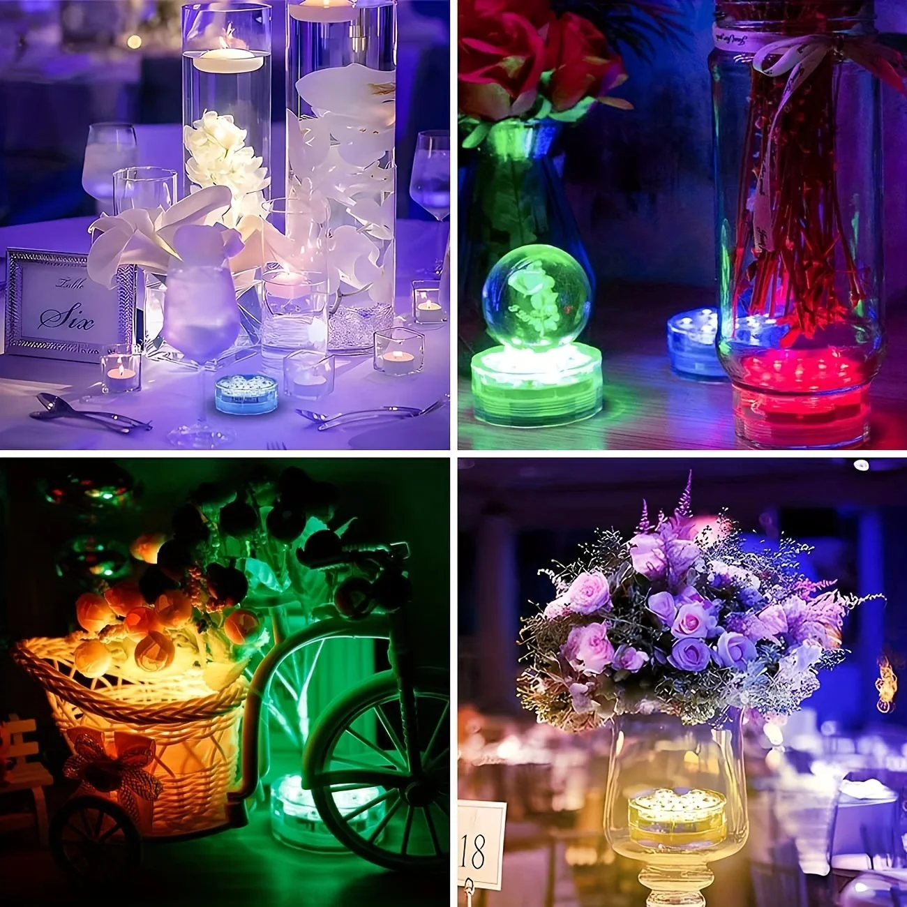 Indoor LED Night Light Battery Powered,RGB Submersible Pool Lamp Remote Control,16 Color Changing,Tabletop,Vase,Aquarium Decor - Image 5