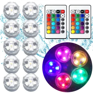 Indoor LED Night Light Battery Powered,RGB Submersible Pool Lamp Remote Control,16 Color Changing,Tabletop,Vase,Aquarium Decor