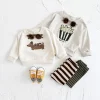 Infant Baby Sets Long Sleeves Pullover Cute Puppy Embroidery Top+Bottom Toddler Outfit 2pcs Baby Boys Girls Clothing Sweatshirt