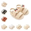 Infant Pre-Walker Shoes 0-18M Baby Girls Summer Sandals Bow Cherry Decor Soft Sole Breathable Daily Casual Baby Shoes