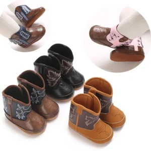 Infant Pre-Walker Shoes Baby Shoes 0-18M Western Denim Winter Boots Warm Casual Shoes for Boys Girls