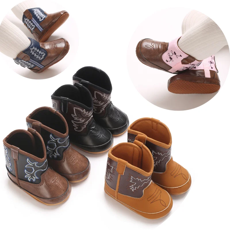 Infant Pre-Walker Shoes Baby Shoes 0-18M Western Denim Winter Boots Warm Casual Shoes for Boys Girls