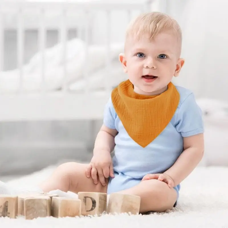 Infants Drooling Bib Soft & Breathable Baby Burp Cloth Triangular Scarf 4-layer - Image 5