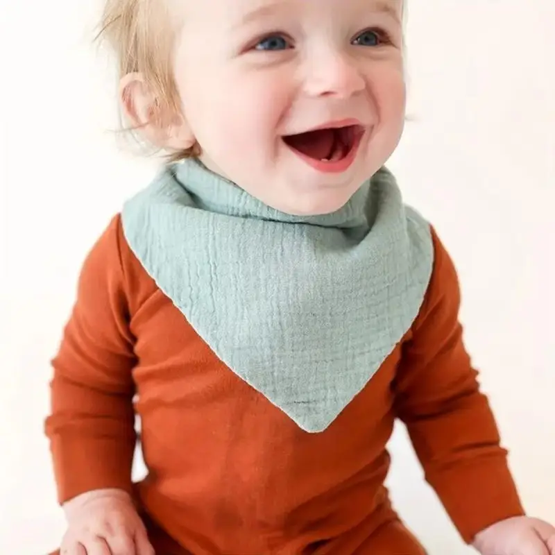 Infants Drooling Bib Soft & Breathable Baby Burp Cloth Triangular Scarf 4-layer - Image 4