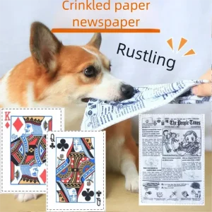 Interactive Squeaky Dog Chew Toy-Tearproof Simulated Newspaper Playing Cards for Corgi Teddy Small Puppy GWJ31