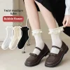 JK Japanese Lace Bow Ruffle Socks Kawaii Lolita Short Socks Cotton Socks Lacework Stockings Women's Mid-tube Solid Stockings