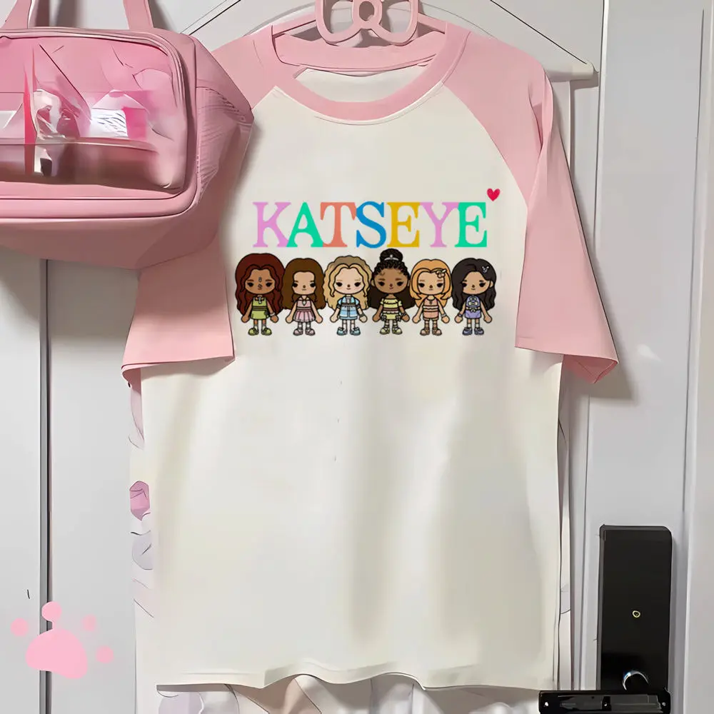 Katseye t-shirt girl 2000s anime hip hop Pastel harajuku t shirt 2000s Retro harajuku aesthetic - Image 3