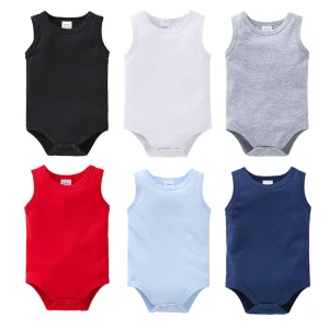 Kavkas Summer Baby Boys Clothing Muslin Blank Bodysuit Girls Plain Colors Jumpsuit One piece Infant Products 0-24M