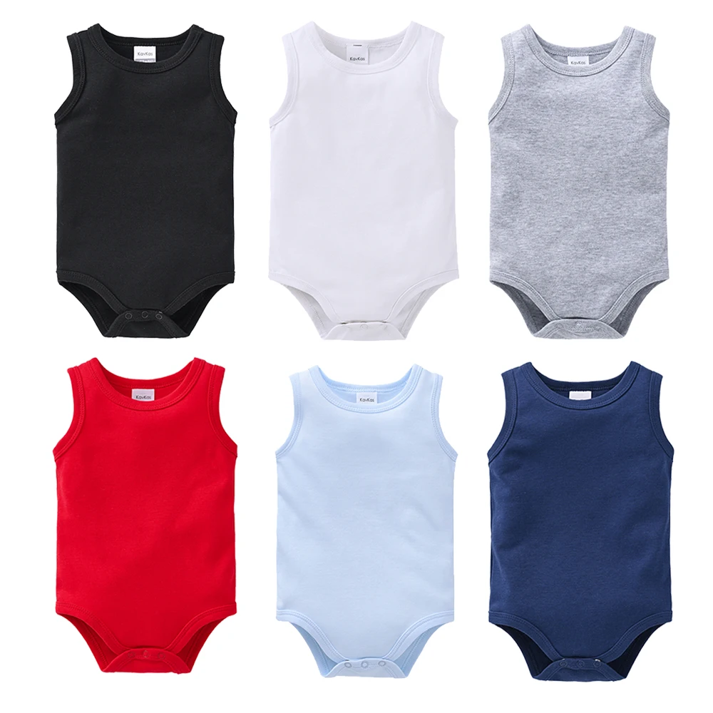 Kavkas Summer Baby Boys Clothing Muslin Blank Bodysuit Girls Plain Colors Jumpsuit One piece Infant Products 0-24M