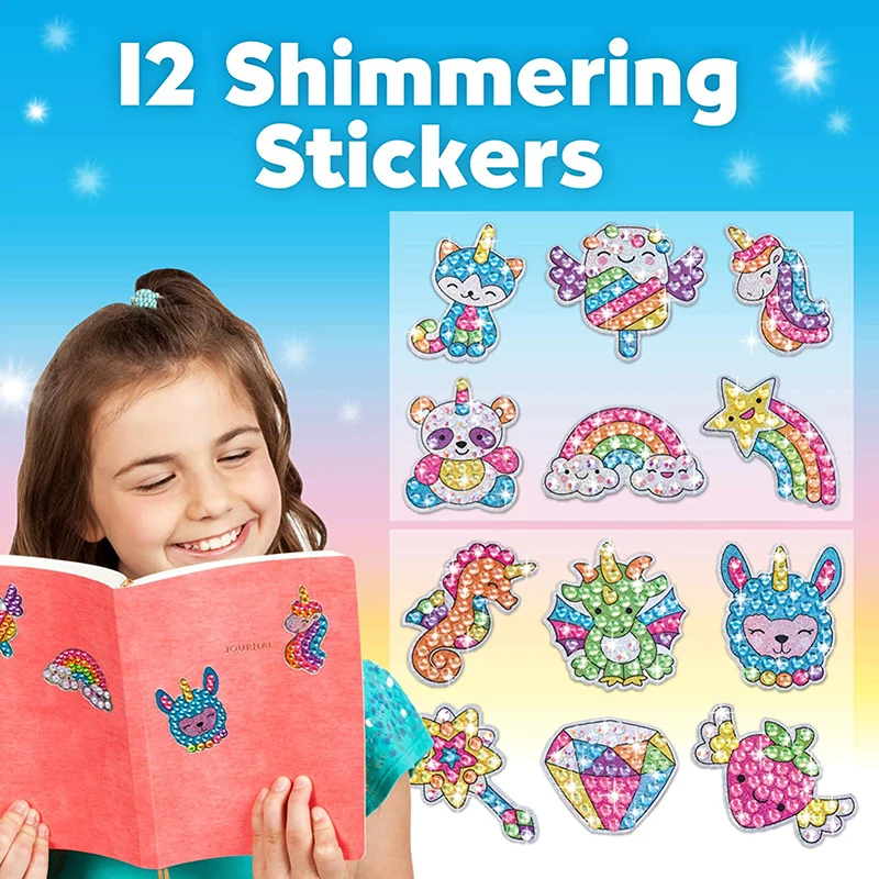 Kids Big Gem Diamond Painting Kit Create 12 Stickers DIY Arts Crafts Girls Boys Magical 5D Diamond Painting by Numbers Toys Gift - Image 3