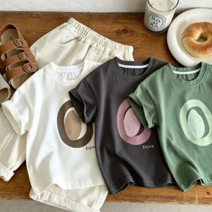 Kids Crew Neck Print Short Sleeve T Shirts Toddler Thin Cotton Tops Multiple Colors For Everyday Playtime Baby Tees Tops Clothes