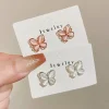 Korean Fashion Butterfly Magnetic Ear Clip For Women No Punching No Ear Hole Earrings Sweet Opal Zircon Stud Earrings Girls Gift