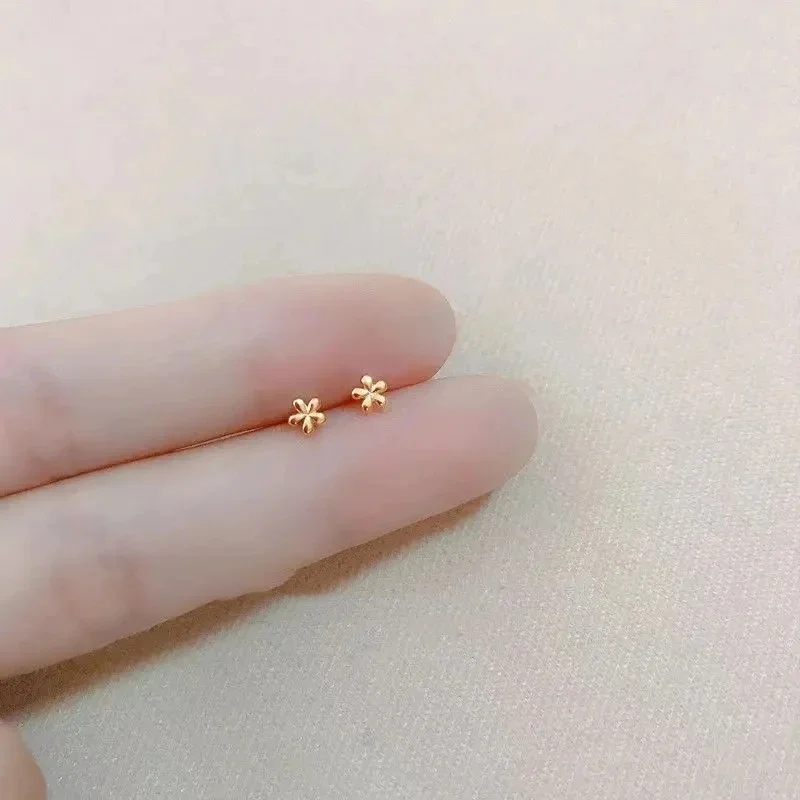 Korean Mini Small Heart Stars Stud Earrings For Women Student Teen Simple Tiny Minimalist Silver Color Ear Piercing Jewelry - Image 5