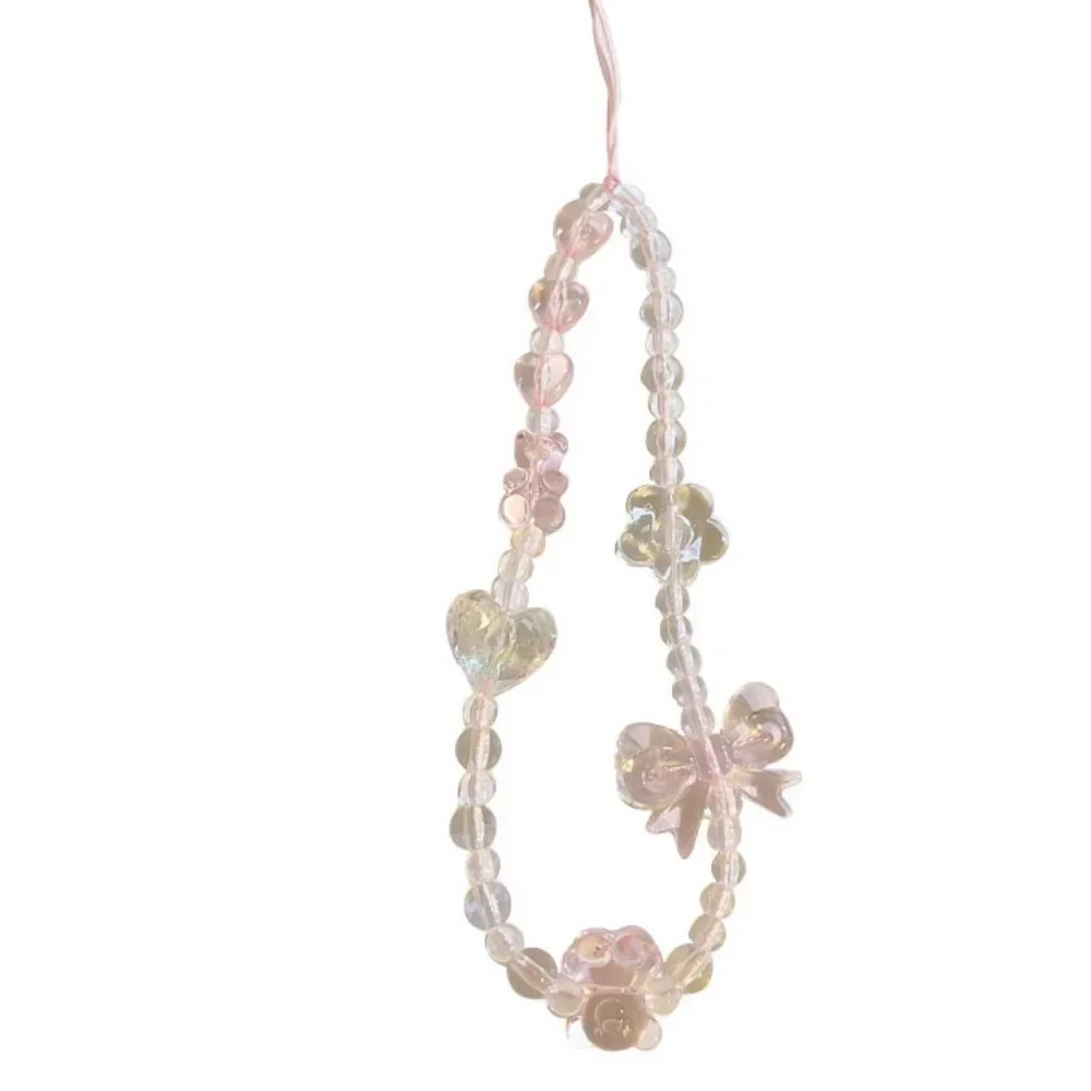 Korean Pink Bear Butterfly Flower Phone Strap Charm Chain Knot Cellphone Lanyard Keychain Woman Girl Bag Camera Pendant For Case - Image 6