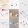 Korean Silver Color Tragus Piercing Helix Studs Earrings For Women 2Pcs Butterfly Heart Trendy Ear Piercing Body Jewelry Gifts