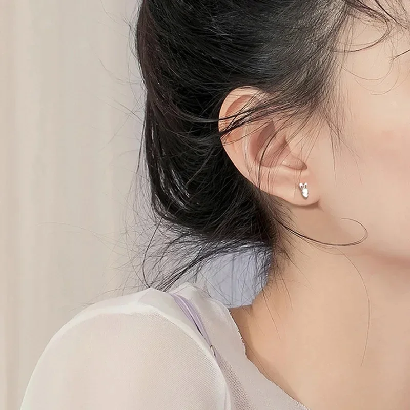 Korean Silver Color Tragus Piercing Helix Studs Earrings For Women 2Pcs Butterfly Heart Trendy Ear Piercing Body Jewelry Gifts - Image 6