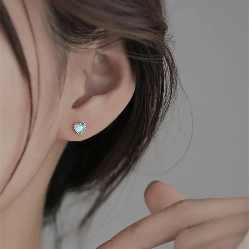 Korean Silver Color Tragus Piercing Helix Studs Earrings For Women 2Pcs Butterfly Heart Trendy Ear Piercing Body Jewelry Gifts - Image 3