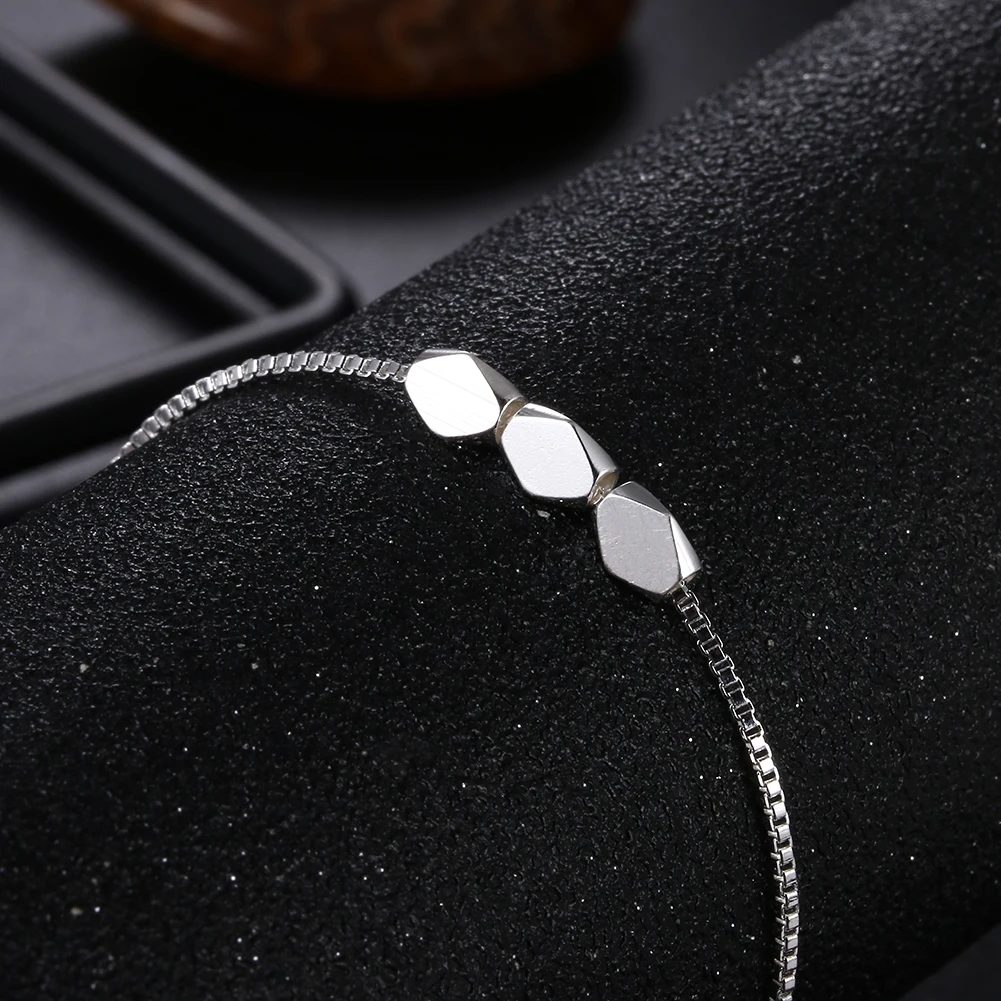 Korean fashion 925 sterling Silver box chain bracelets neckalce for women Party wedding accessories jewelry sets Couple gifts - Image 2