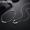 Korean fashion 925 sterling Silver box chain bracelets neckalce for women Party wedding accessories jewelry sets Couple gifts