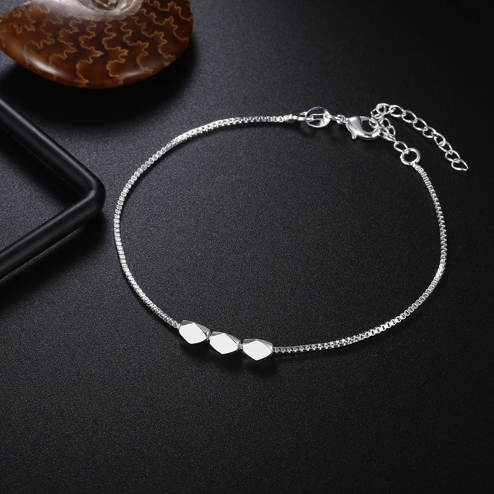 Korean fashion 925 sterling Silver box chain bracelets neckalce for women Party wedding accessories jewelry sets Couple gifts - Image 3