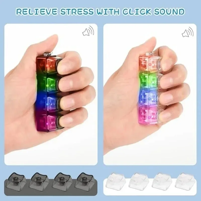 LED Keyboard Keychain /;Fidget Toy Crystal Clicker Sensory Toy for Stress; Relief Keyboard Keychain Fidget Gadget for Adults Kid - Image 3