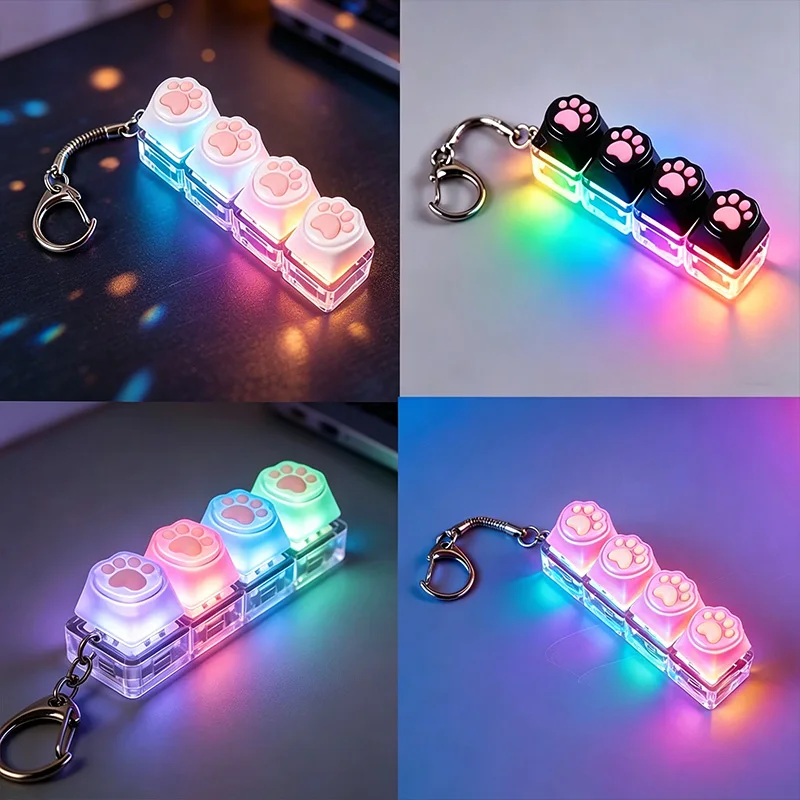 LED Light Keyboard Keychain Fidget Toy Clickable Button Stress Relief Portable Desk Accessory Office Decor Gifts Anxiety Relief - Image 3
