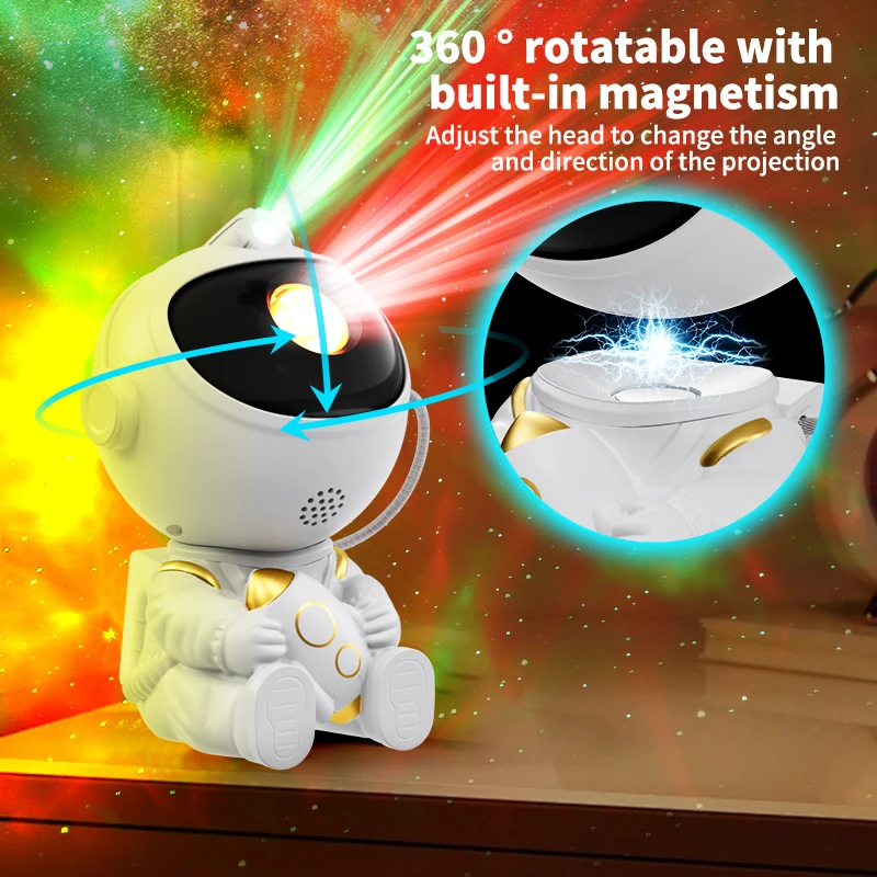 LED Star Galaxies Projector Night Light Astronaut Starry Sky Bedroom Room Decor Children's Gift - LED Atmosphere Creating Lamp - Image 3