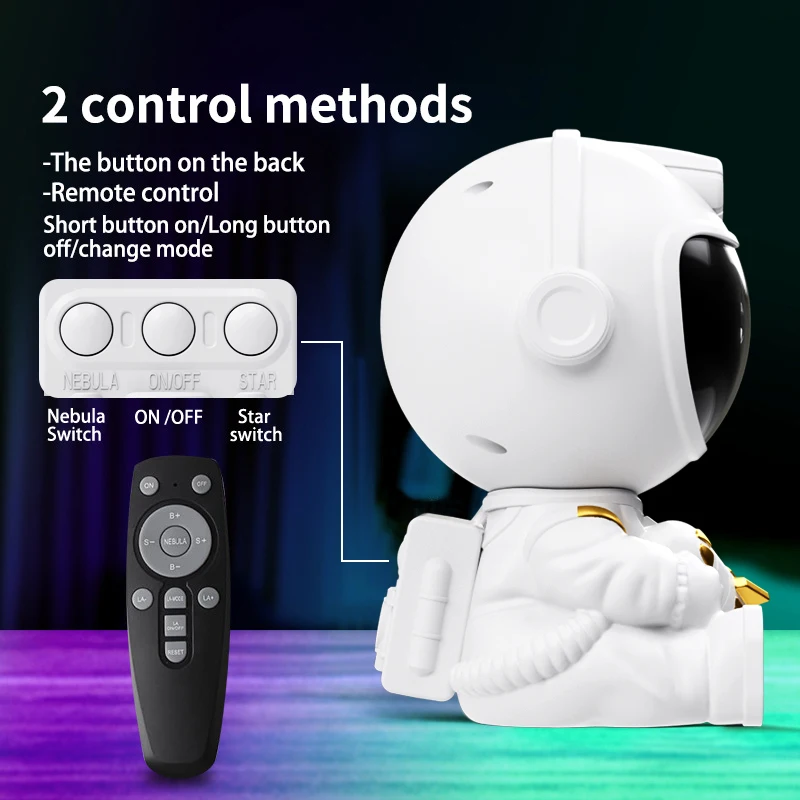 LED Star Galaxies Projector Night Light Astronaut Starry Sky Bedroom Room Decor Children's Gift - LED Atmosphere Creating Lamp - Image 4