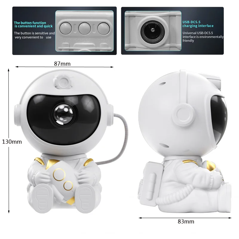 LED Star Galaxies Projector Night Light Astronaut Starry Sky Bedroom Room Decor Children's Gift - LED Atmosphere Creating Lamp - Image 6