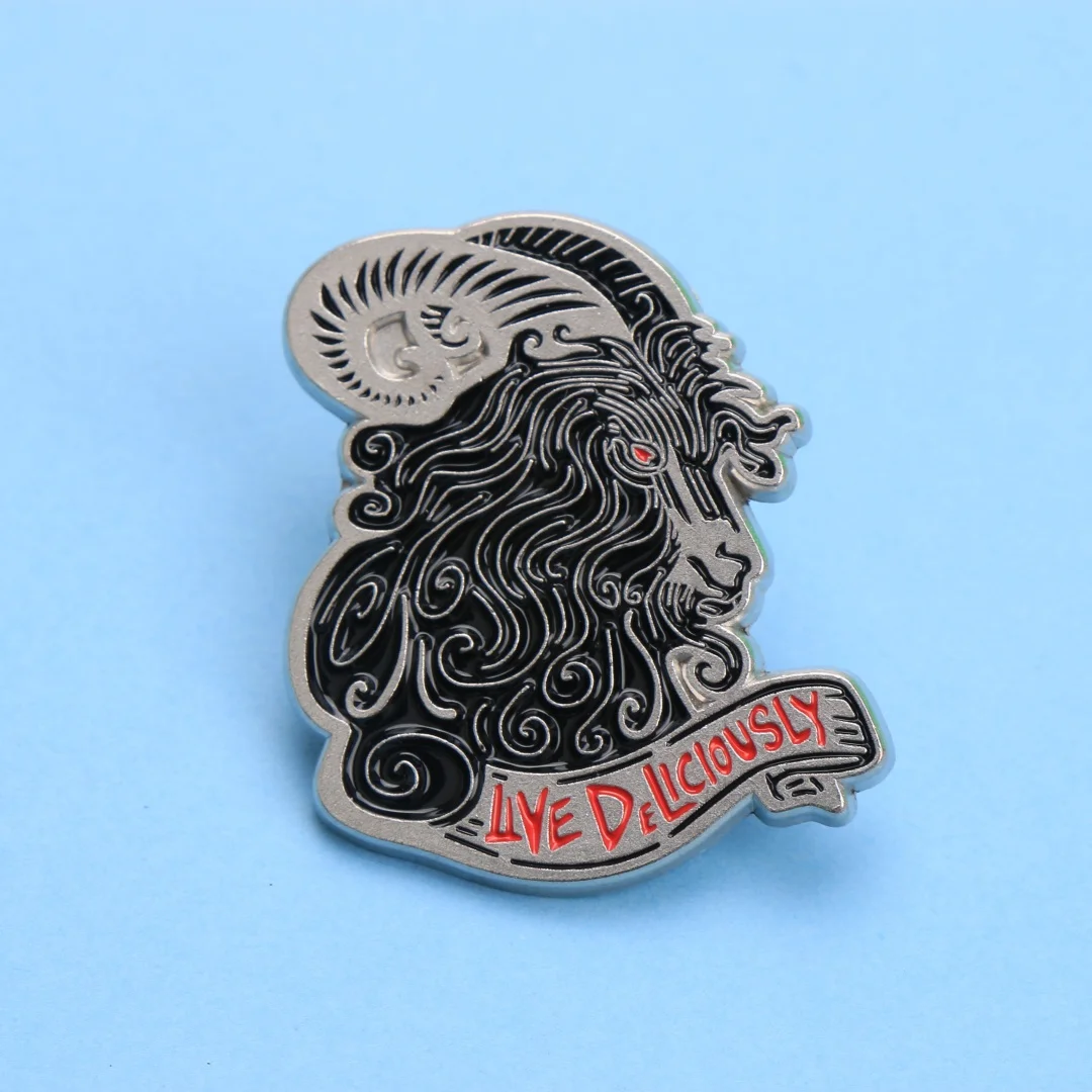 LIVE DELICIOUSLY Goat Enamel Pin - Cartoon Punk Lapel Badge for Backpack Clothing DIY Gift - Image 5