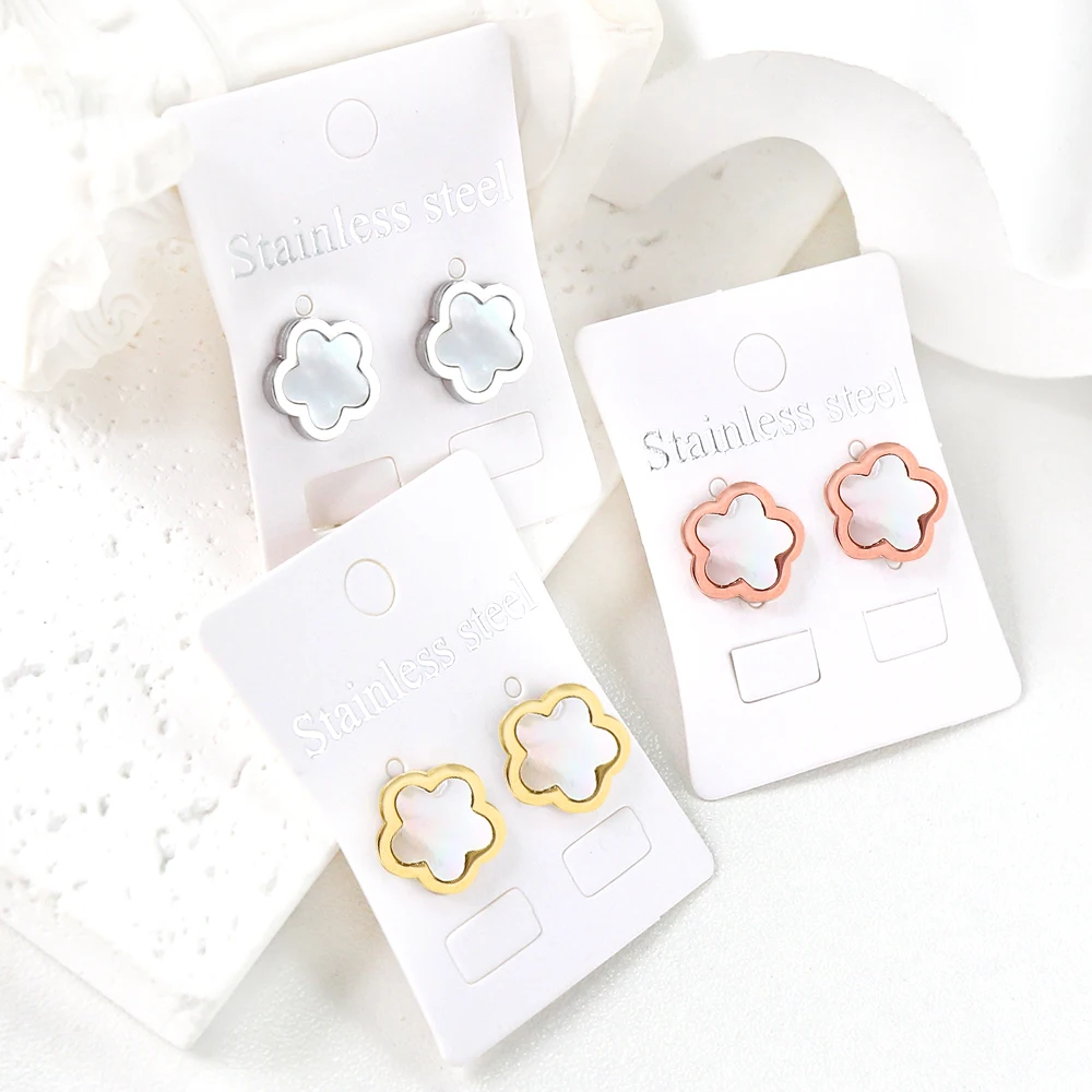 LUXUKISSKIDS Golden Clover Shell Jewelry Set for Women/Girls Stainless Steel Flower Necklace Earrings Sets Elegant Accessories - Image 6