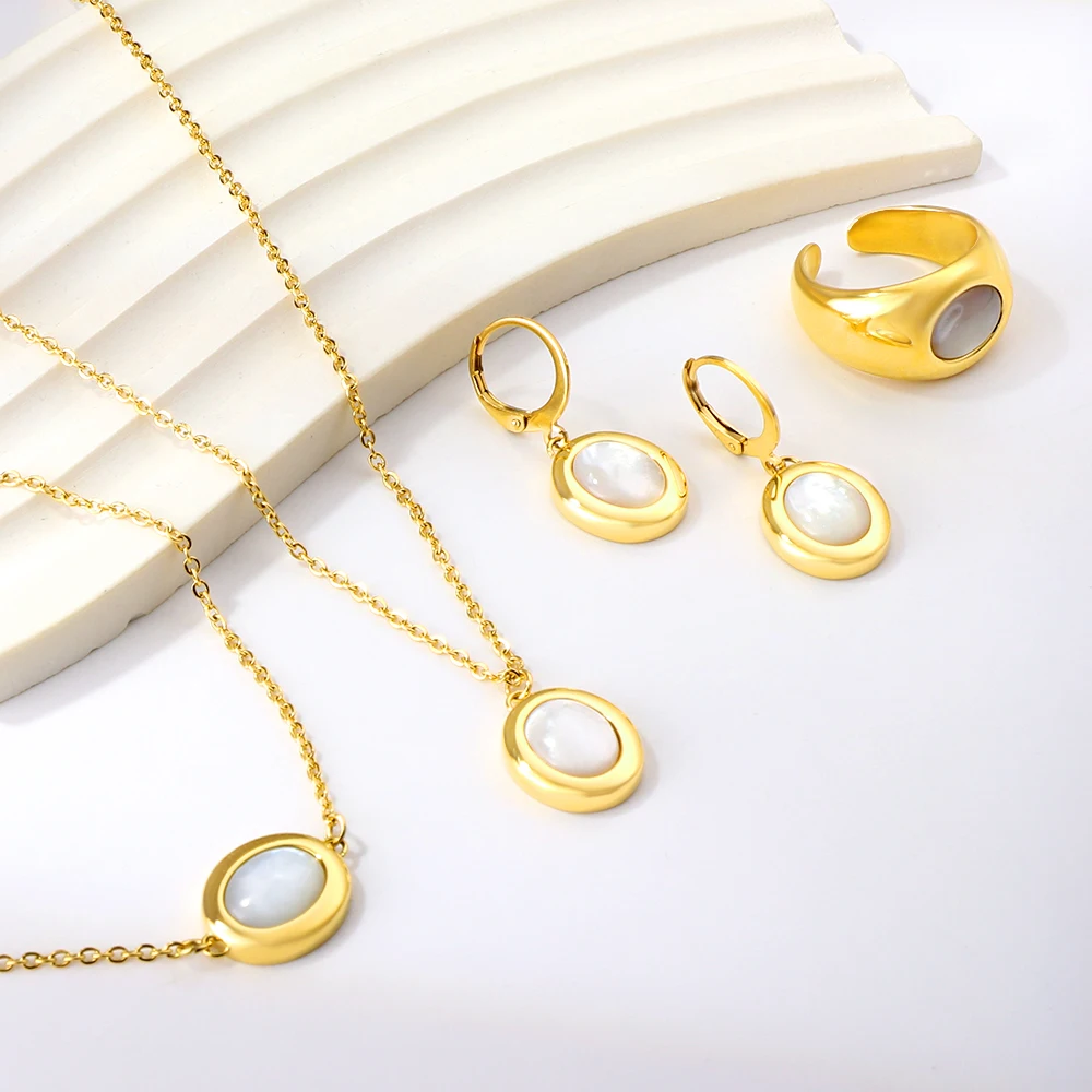 LUXUKISSKIDS Luxury Design Gold-Plated Trendy Necklace Earrings Women Jewelry Sets Fine Shell Bee Pendant Vintage Gorgeous Party - Image 5