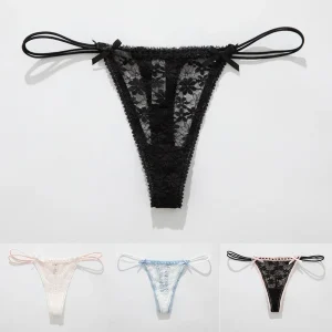 Lace Bow Panties Low Waist Panties Daily Wear Home Wear Solid Color All Seasons Breathable Casual Medium Elasticity