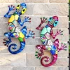 Large Metal Art Gecko Wall Decor Vibrant Iron Art Lizard Sculptures Gecko Hanging Ornament for Outdoor Home Office Yard Garden