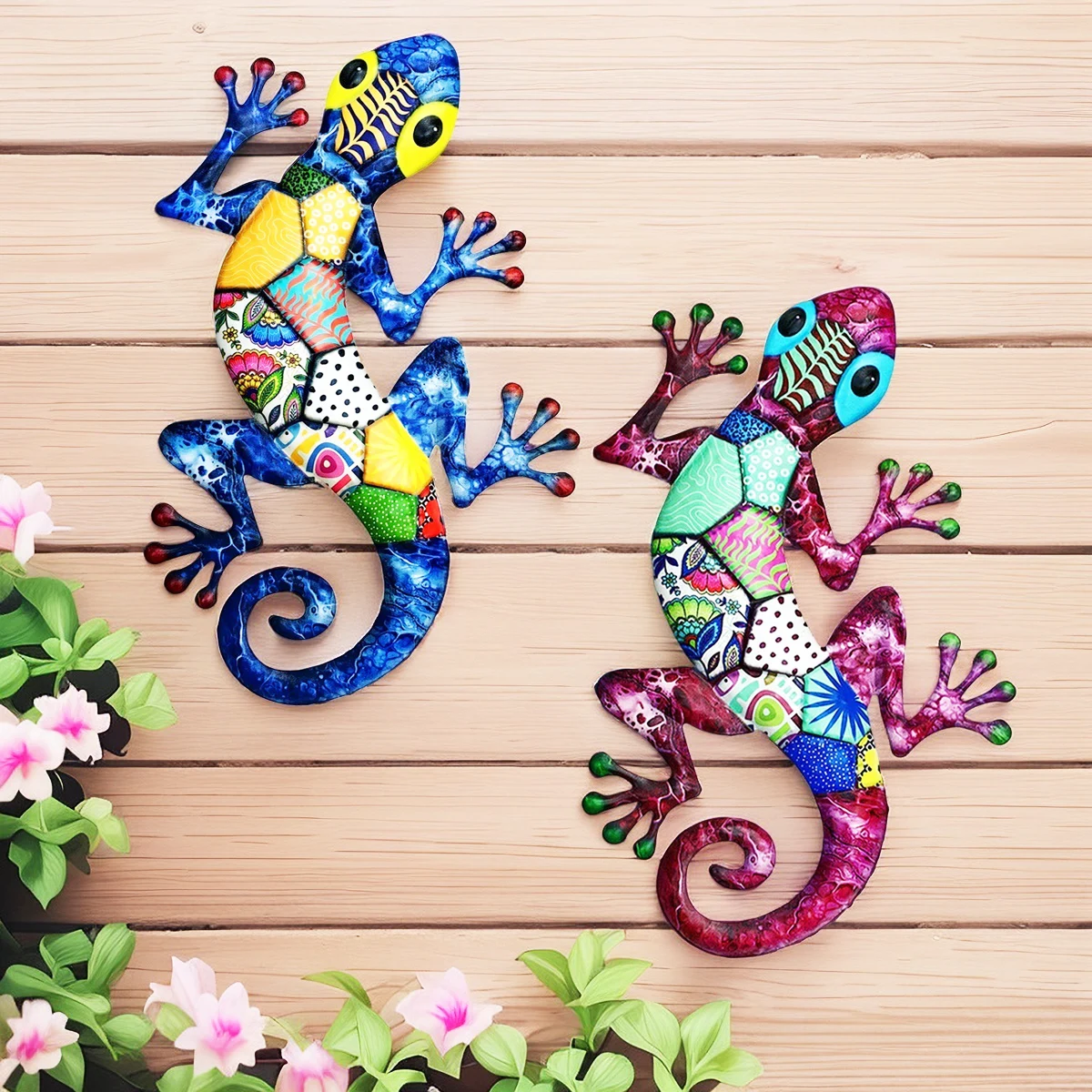 Large Metal Art Gecko Wall Decor Vibrant Iron Art Lizard Sculptures Gecko Hanging Ornament for Outdoor Home Office Yard Garden - Image 6