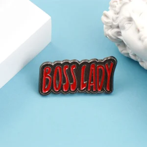 Letters Boss Lady Enamel Metal Funny Lapel Pins Brooches Badges Backpack Clothing Accessories Wholesale Jewelry Gift for Girl
