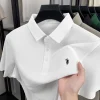 Luxury brand pony embroidered short sleeve men's polo shirt new business casual breathable summer comfort high-end Paul T-shirt