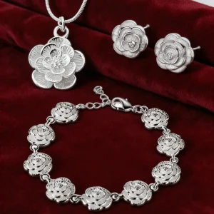 Luxury designer Jewelry Sets 925 sterling silver charms flowers Necklaces earrings Bracelets for Women gift boutique accessories