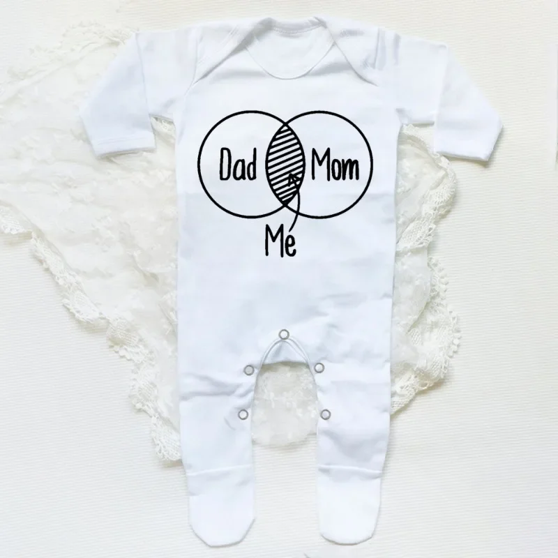 MOM+DAD=ME Print Baby Sleepsuit Long Sleeve Round Neck Infant Bodysuit Newborn Shower Gifts Boy Girl Cute Infant Sleepsuit - Image 4