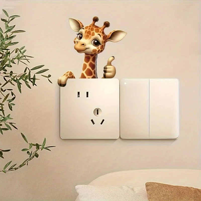 MT1233# Adorable Giraffe for Switch Sticker - Easy Apply, Ideal for Bedroom, Living Room & Bathroom Decor - Image 2