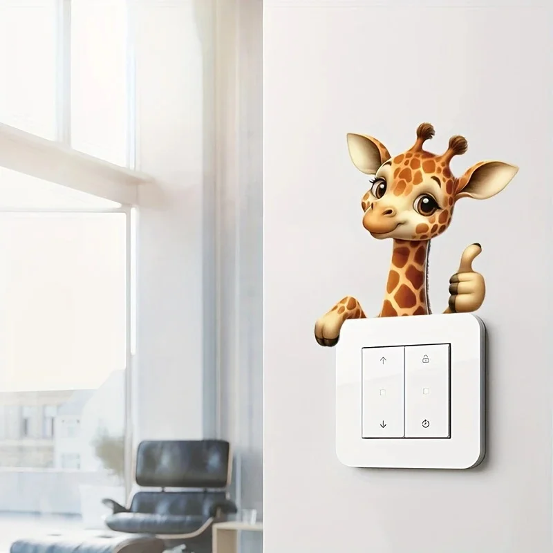 MT1233# Adorable Giraffe for Switch Sticker - Easy Apply, Ideal for Bedroom, Living Room & Bathroom Decor - Image 3
