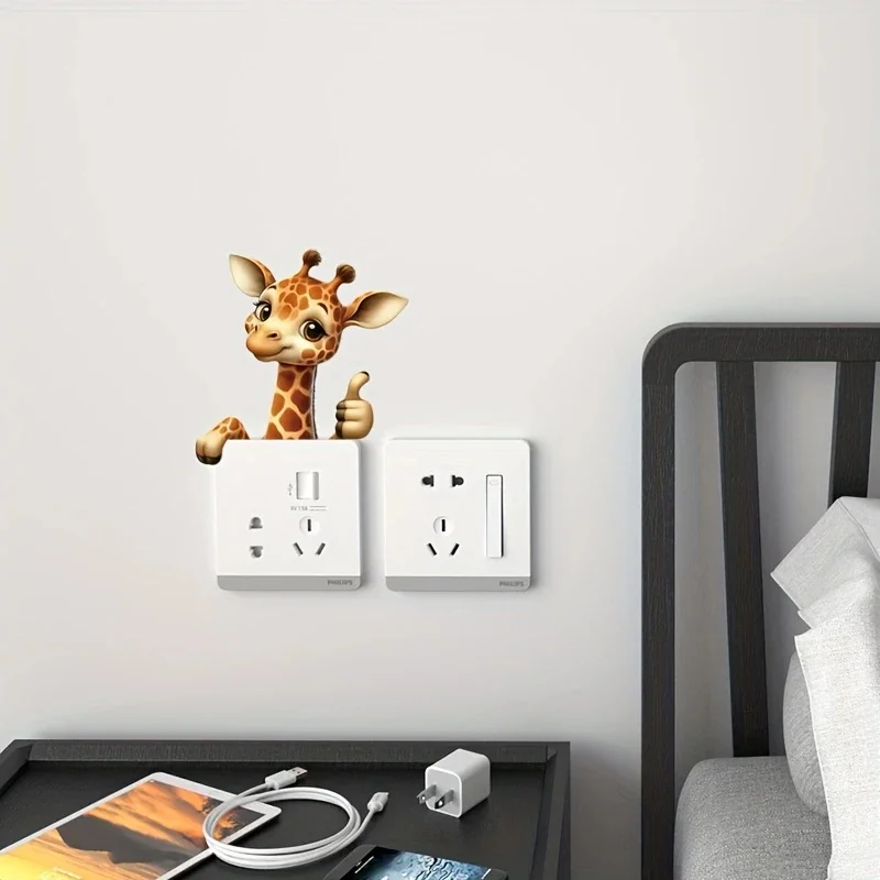 MT1233# Adorable Giraffe for Switch Sticker - Easy Apply, Ideal for Bedroom, Living Room & Bathroom Decor - Image 4