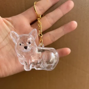 Memory Keychain Creative Cute Dog Keychain Transparent Capsule Pendant Playful Dog Hair Storage Box For Keychains Backpack