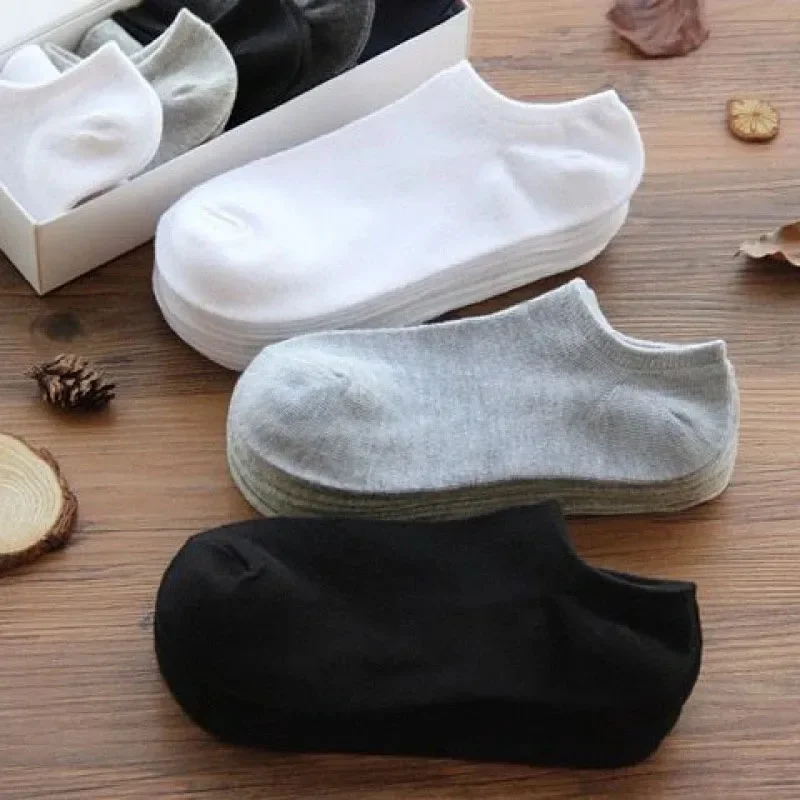 Men Ankle Socks Solid Color Black White Gray Invisible Breathable Cotton Sports Socks Male Short Socks Women Men Sox 10/5Pcs - Image 3
