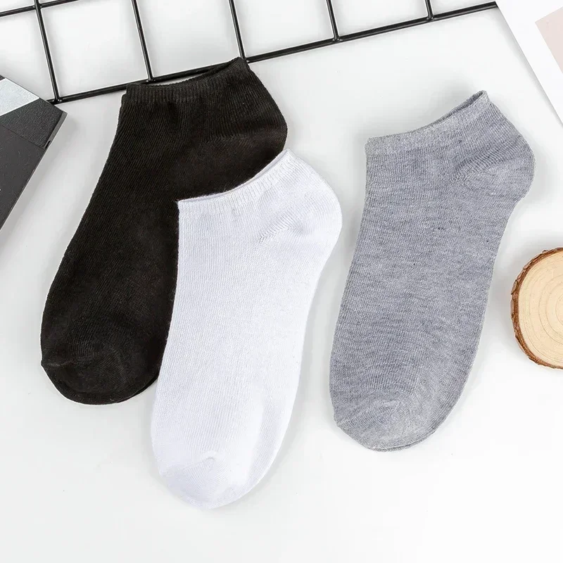Men Ankle Socks Solid Color Black White Gray Invisible Breathable Cotton Sports Socks Male Short Socks Women Men Sox 10/5Pcs - Image 4