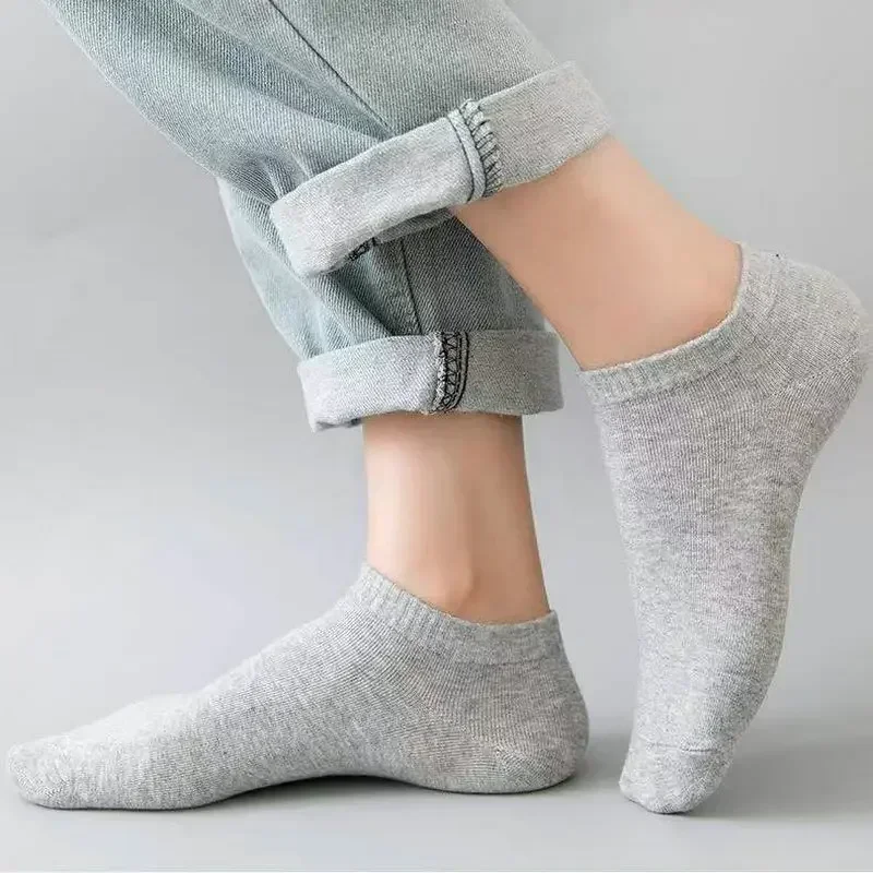 Men Ankle Socks Solid Color Black White Gray Invisible Breathable Cotton Sports Socks Male Short Socks Women Men Sox 10/5Pcs - Image 5