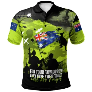 Men Anzac Day Poppy 3D Print Polo Shirt Australian Flag Memorial Short Sleeve Breathable Casual Top For Remembrance Day