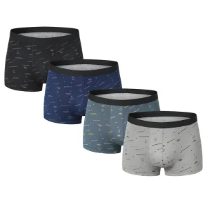 Men's American size fashion printed underwear loose and comfortable plus size young men's boyshort soft breathable home pants.